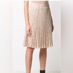 Burberry Pleated Tan Midi Skirt